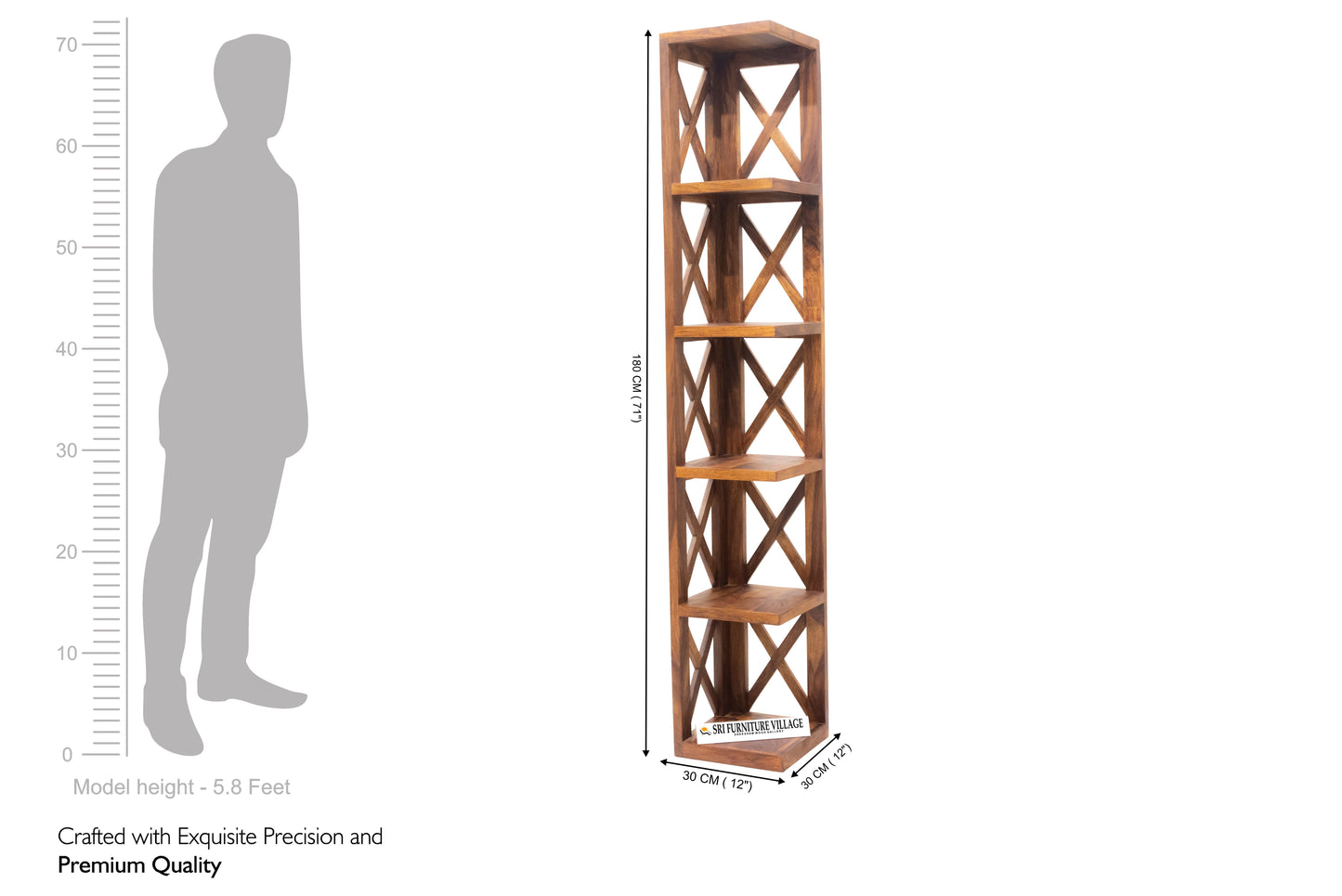 Crossbar Wooden X Book Rack (Stone Finish) - 5047