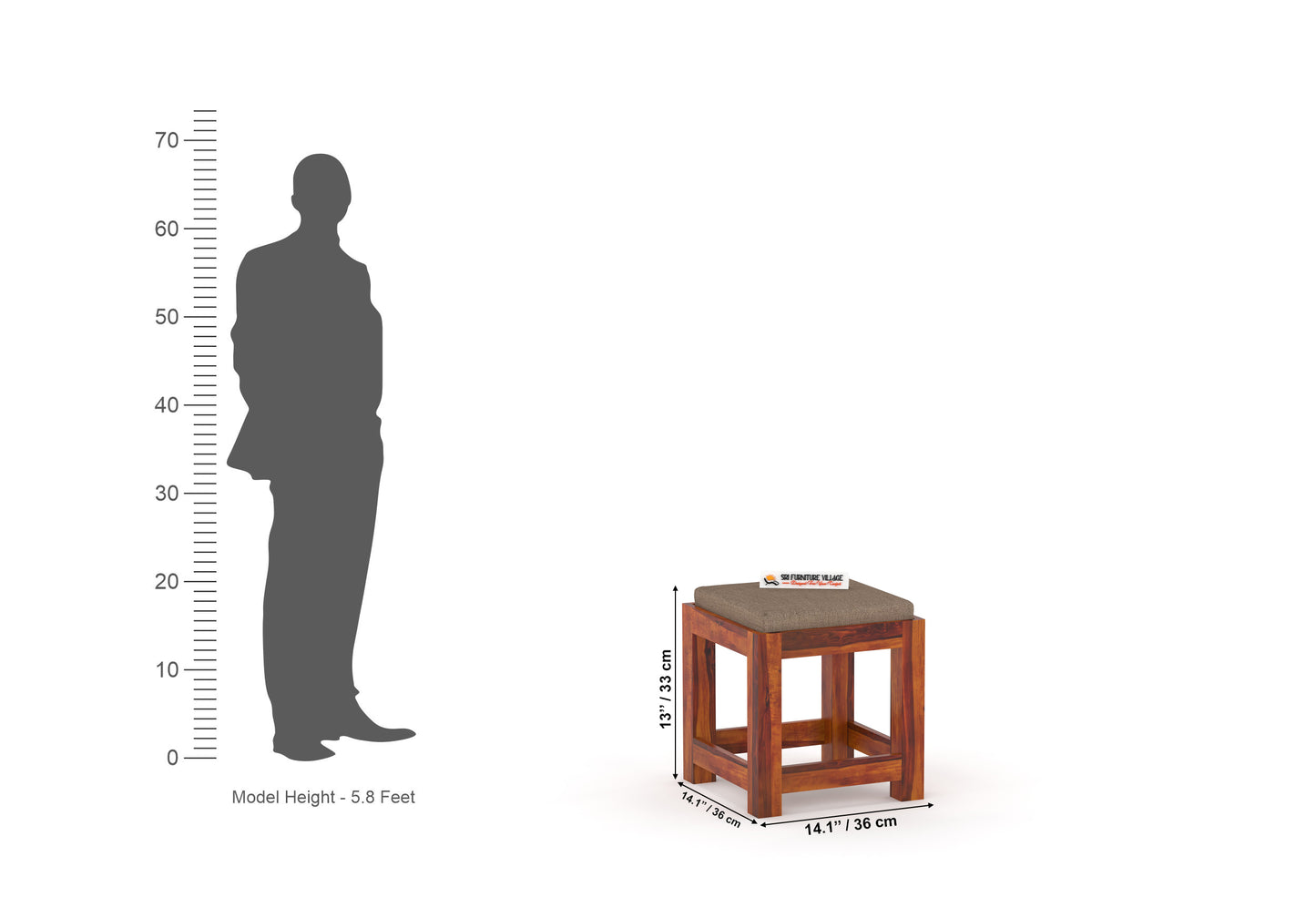 Exile Coffee Table with Four Stools (Stone Finish) - 7077