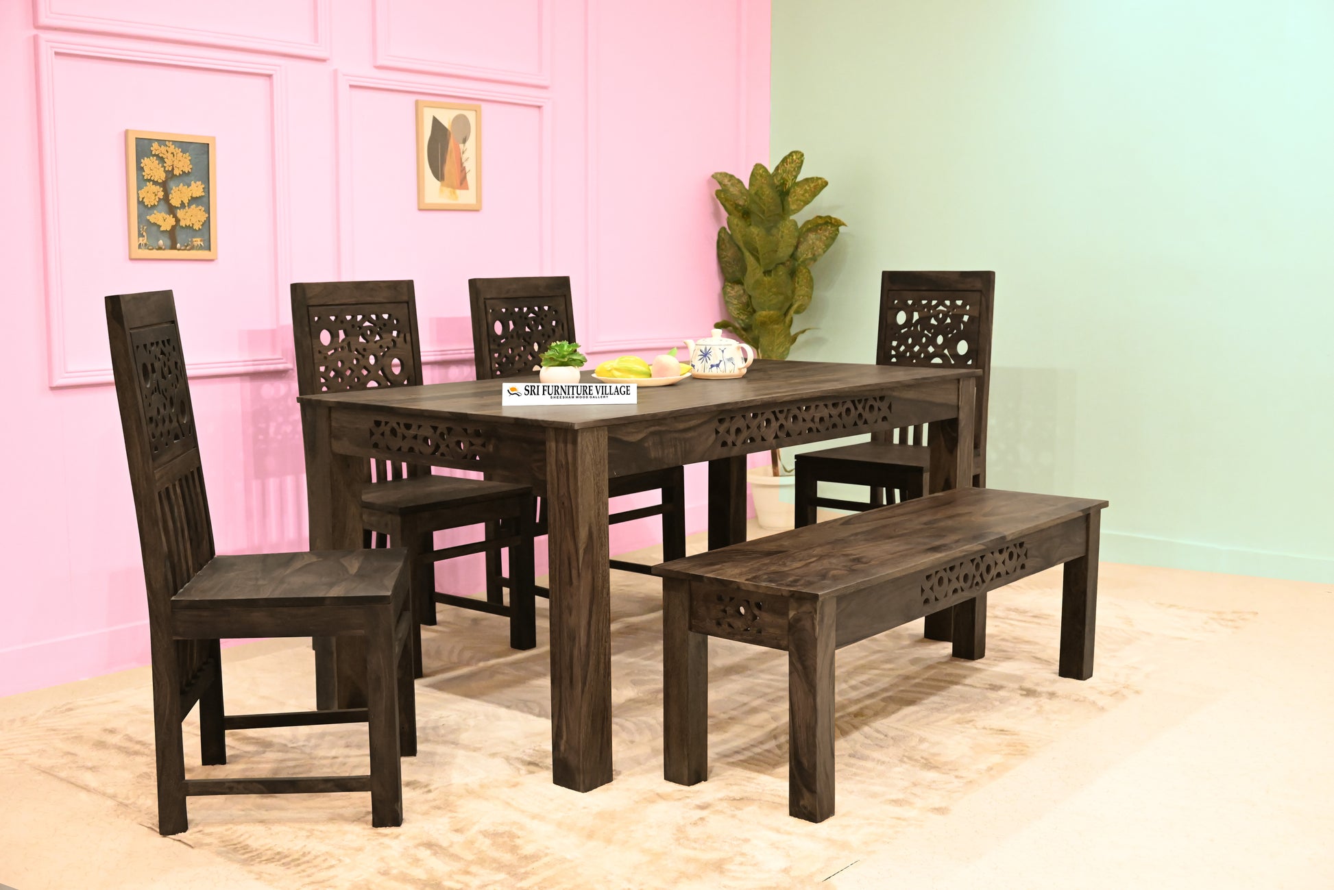 Stone / 6 Seater Dining Table Set