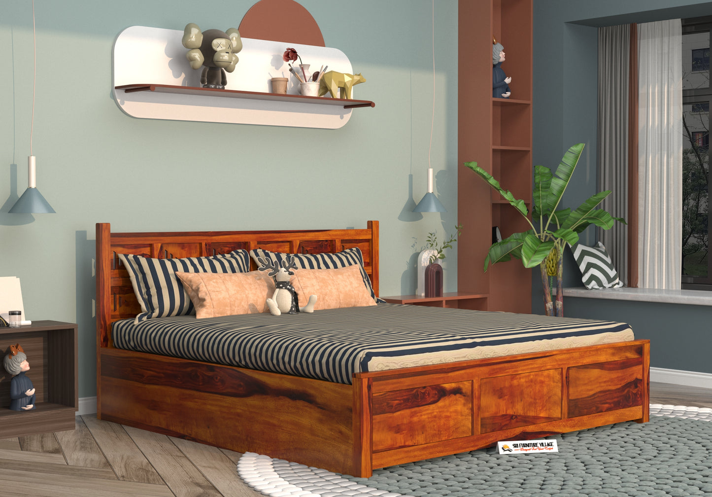 SierraEdge Wood Hydraulic Bed With Storage 3259 King - 3260 Queen