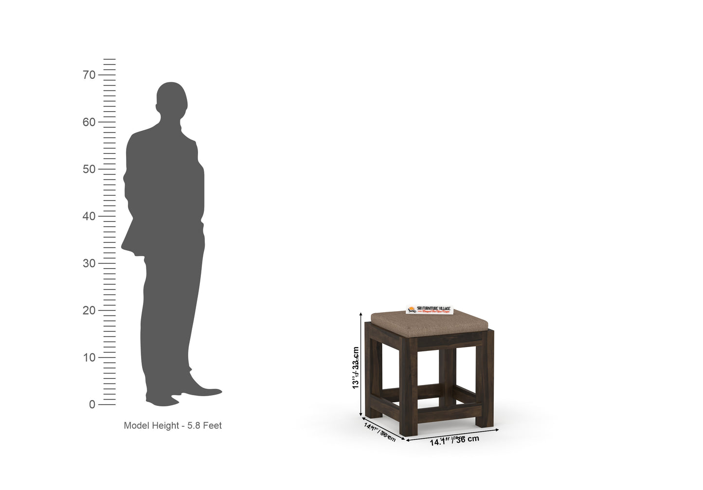 Exile Coffee Table with Four Stools (Natural Finish) - 7077